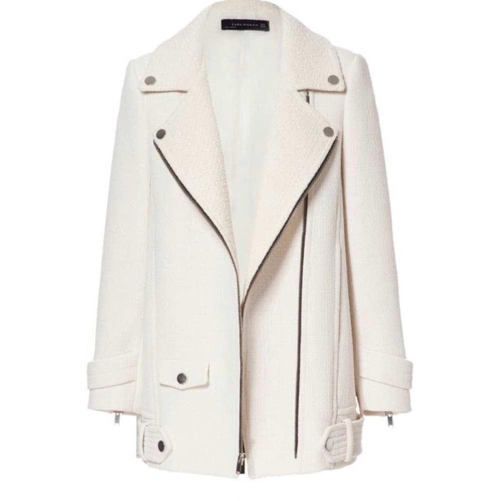 Zara off-white Moto Coat